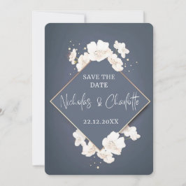 Cartão de Save The Date Minimalista Azul