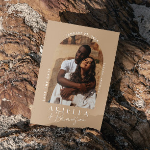 Cartão de Save The Date Neutro e Moderno com Foto 