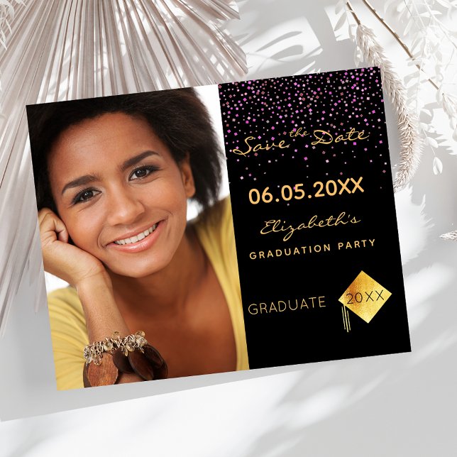 Cartão de Save the Date para festa de formatura ro (Criador carregado)