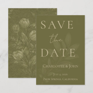 Cartão de Save the Date Verde Sage Minimalista