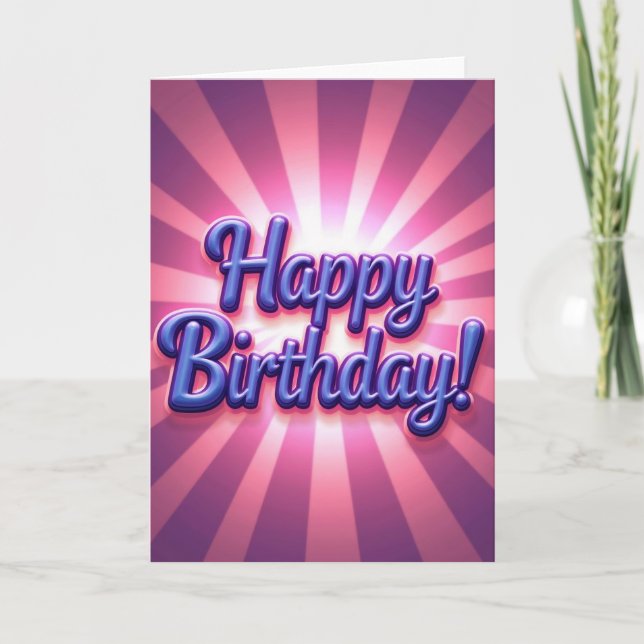 Cartão de Script Brilhante de Aniversário Alegre (Frente)