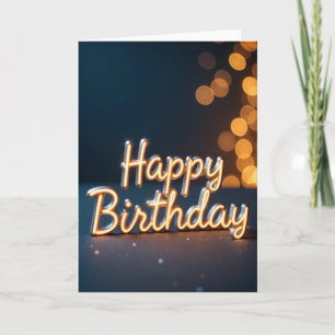 Cartão de Script Brilho de Aniversário