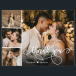 Cartão de Script de Foto do Orçamento Casamento de<br><div class="desc">Orçamento Moderno, Elegante Colagem de Fotos (4) Colagem de Fotos Obrigado A Personalizar o cartão THIN (!) do barato de baixo orçamento. modelo de cartões de agradecimentos de casamento com quatro (4) fotos na frente e uma (1) foto na parte traseira. Com o texto "Obrigado" em uma camada de script...</div>