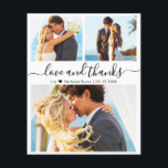 Cartão de Script de Foto do Orçamento Casamento de<br><div class="desc">Orçamento, Moderno, Elegante, Manuscrito "Amor e obrigados" Manuscrito Foto Colagem Casamento Obrigado barato personalizado, baixo orçamento, barato e fino. Modelo de cartões de agradecimentos de casamento minimalista com três (3) fotos na frente e uma (1) foto no verso. Com o texto "Amor e obrigados" em um robusto guiado escrito com...</div>