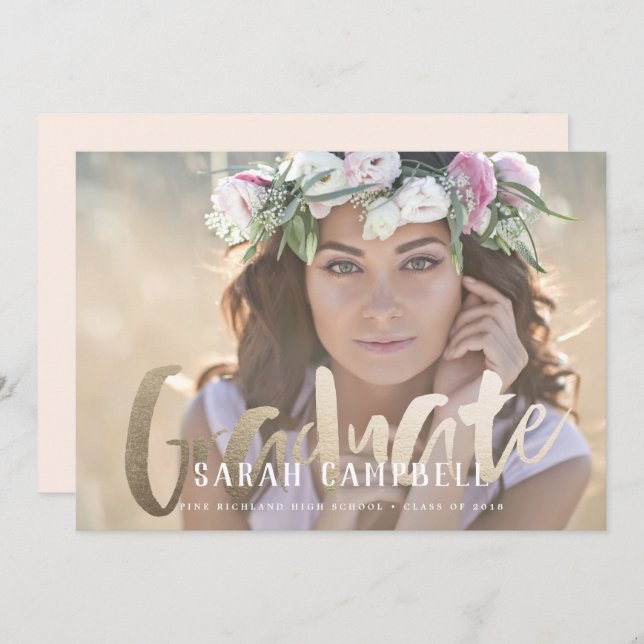 Cartão de Script de Graduação de Folha Ouro (Frente/Verso)