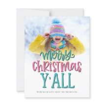 Cartão de Script Fotográfico de Feliz Natal Y'All