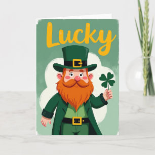 Cartão de Script Ouro do Leprechaun Sortudo