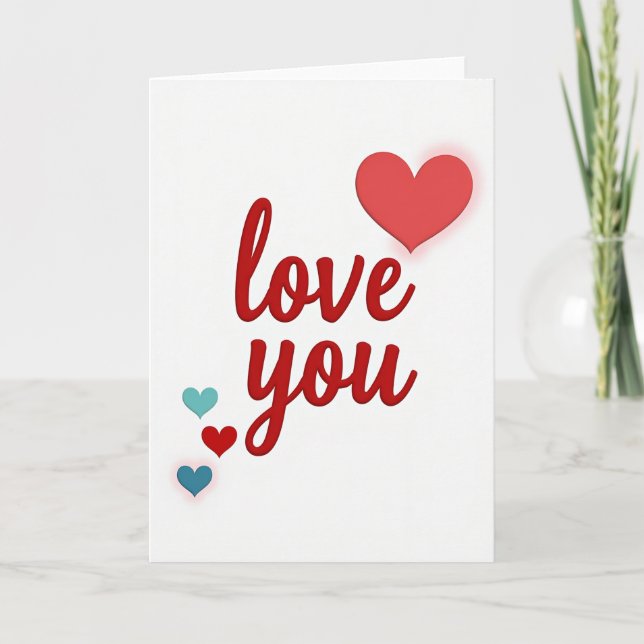 Cartão de Script Red Love You 3D (Frente)