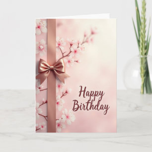 Cartão de Seda de Aniversário Floral