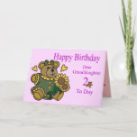 Cartão de segundo aniversário da neta<br><div class="desc">Design bonito do urso para um segundo aniversário das netas.</div>