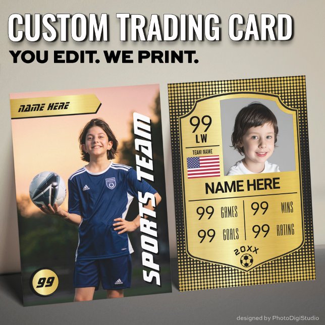 Cartão de Segurança de Futebol (Custom Soccer Trading Card, Gold Shield Player Card)