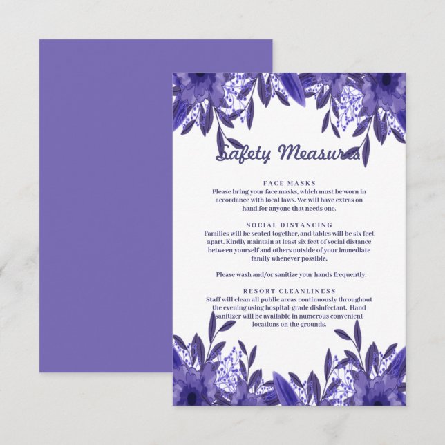 Cartão de Segurança Foliar Azul Roxo (Frente/Verso)