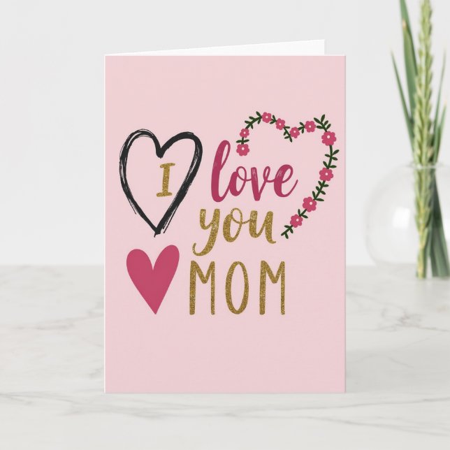 Cartão de Sentimento Eu Te Amo Mãe (Frente)