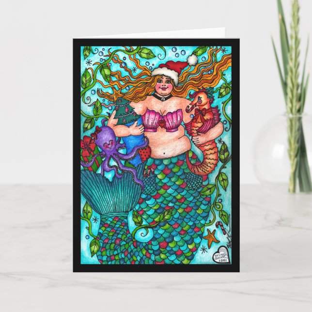 Cartão de Sereia de Natal (Frente)