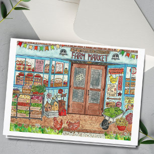 Cartão de seringa para o mercado do agricultor de