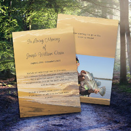 Cartão de Serviço Funeral de Fotografia para Ocean