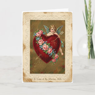 Cartão de Seta de Amor de Querubim Vintage