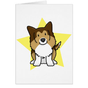 Cartão de Sheltie da estrela de Kawaii