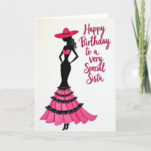 Cartão de Silhueta de Aniversário Chic