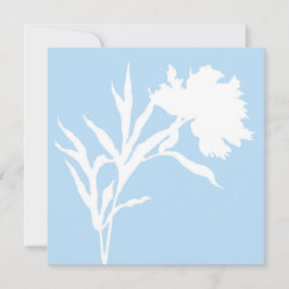 Cartão de Silhueta Floral Azul e Branco