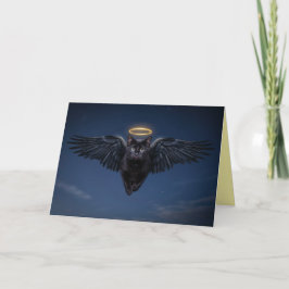 Cartão de simpatia do anjo cósmico do gato preto