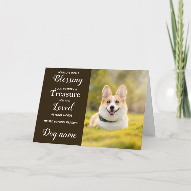 Cartão de simpatia para cão por perda memorial com (Frente)