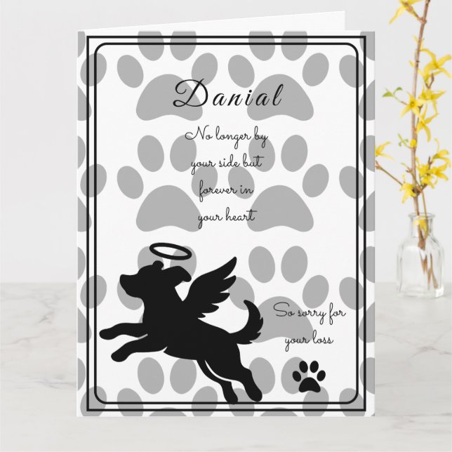 Cartão de simpatia personalizado para cães em memó (Flor Amarela)