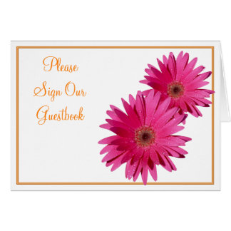 Cartão de Sinal de Casamento Laranja Rosa Gerbera