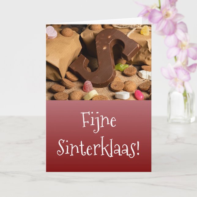 Cartão de Sinterklaas com imagem de doces (Orquídea)