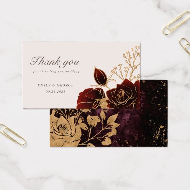 Cartão de Site de Casamento de Rosas Dourados com  (Escritótio)