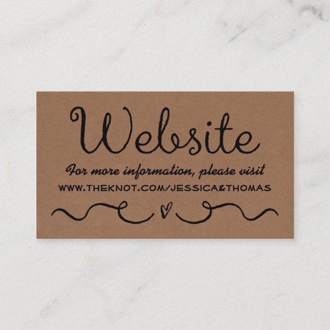 Cartão de Site de Casamento | Rustic Country Kraft (Frente)