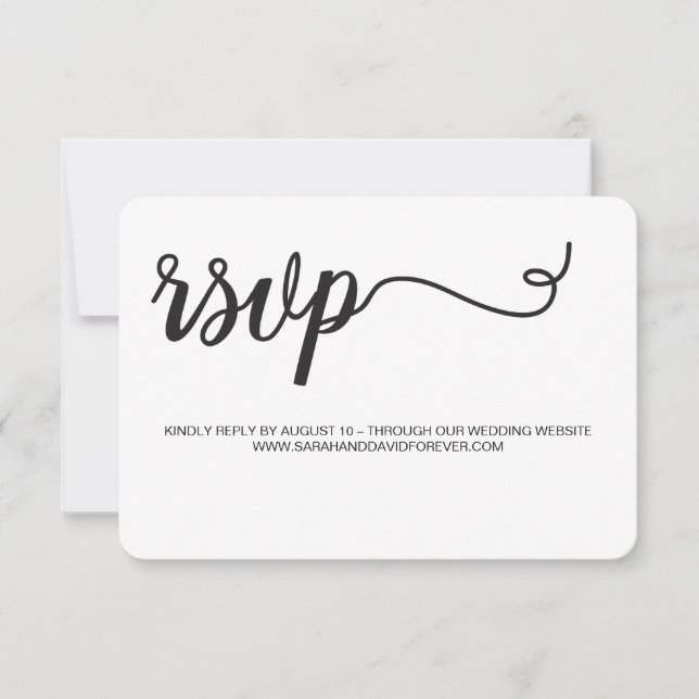 Cartão de site de RSVP preto e branco sem envio po (Frente)