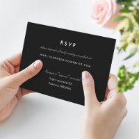 Cartão De Site Rsvp Online Preto Simples