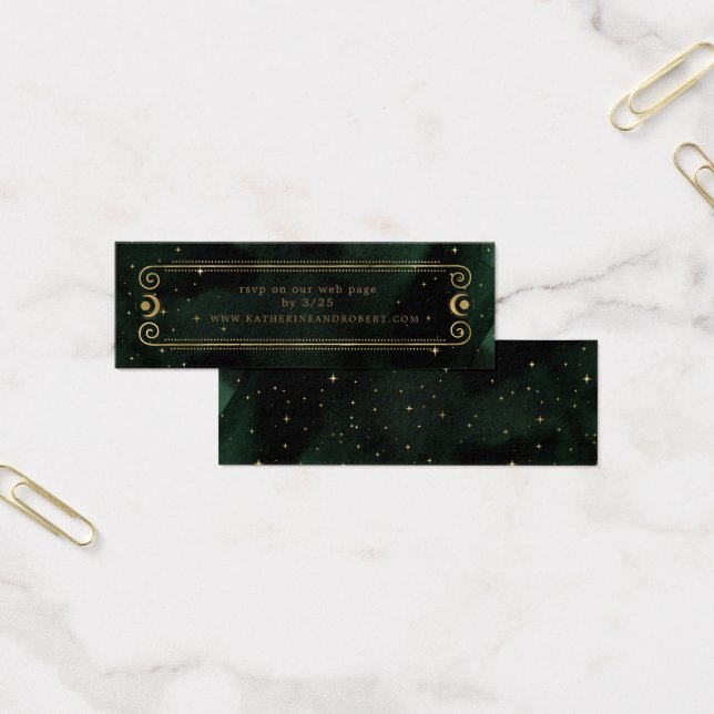 Cartão de Sítio de Casamento de Ouro Verde à meia- (Escritótio)