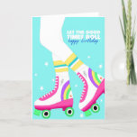 Cartão de Skates Feliz Aniversário<br><div class="desc">Projetado no Reino Unido 

© Pearl Ivy</div>