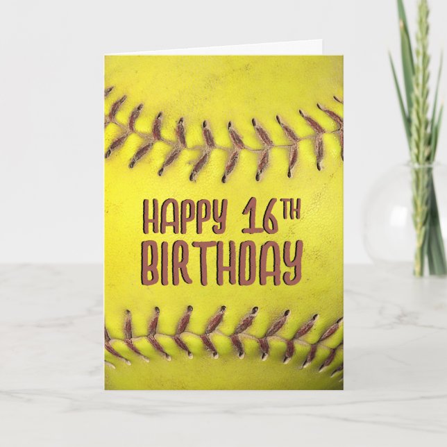 Cartão de Softball de 16º aniversário (Frente)