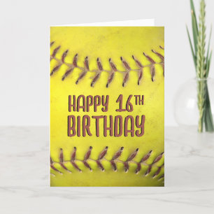 Cartão de Softball de 16º aniversário