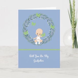Cartão de Solicitação de Goddad de Cute Baby Boy