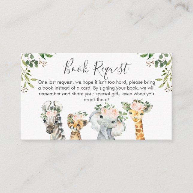 Cartão de solicitação de livro de Animais Safari p (Frente)