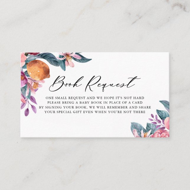 Cartão de Solicitação de Livro de Chás de fraldas  (Frente)