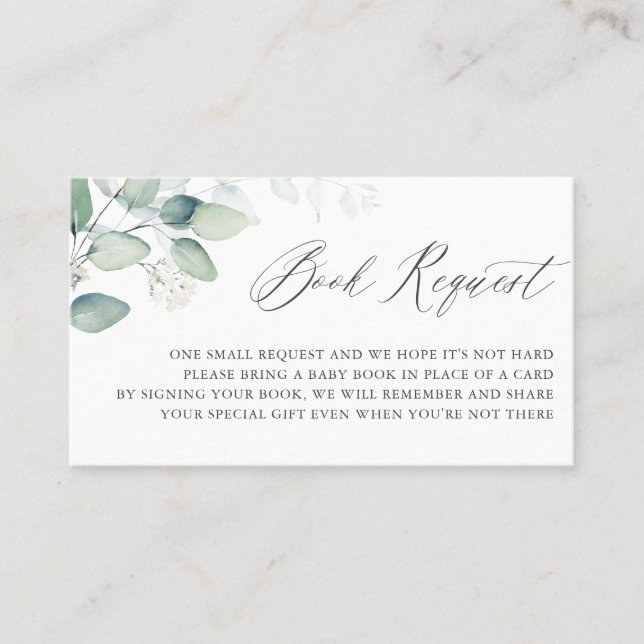 Cartão de Solicitação de Livro Eucalyptus Boho Wat (Frente)