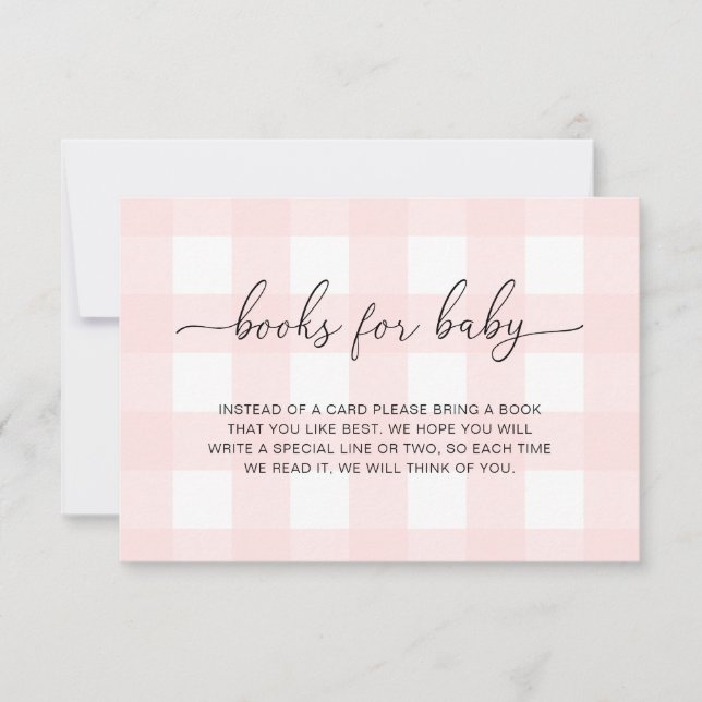 Cartão de Solicitação de Livros Gingham Rosa (Frente)