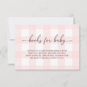Cartão de Solicitação de Livros Gingham Rosa