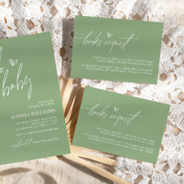 Cartão de Solicitação de Livros Minimalistas Verde