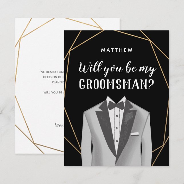 Cartão de Solicitação de Padrinho de casamento Geo (Frente/Verso)
