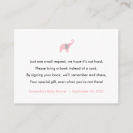 Cartão de solicitação do Livro Elefante Rosa / liv