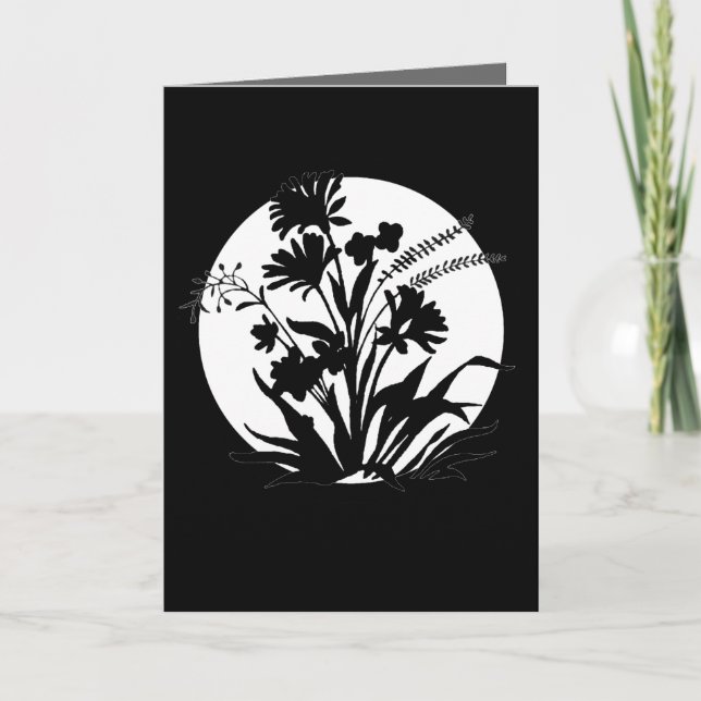 Cartão de solidariedade floral preto branco (Frente)