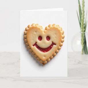 Cartão de Sorriso de Biscoito Coração Amoroso