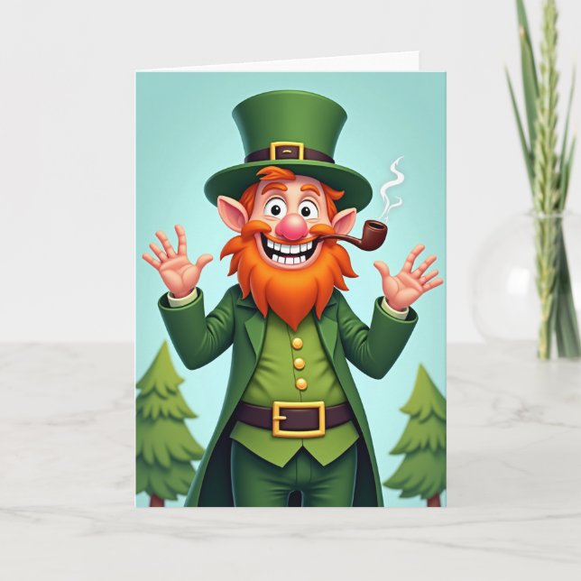 Cartão de Sorte Irlandesa do Duende Verde (Frente)