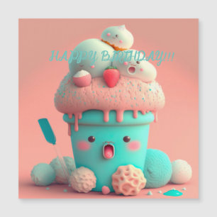 Cartão de sorvete Kawaii